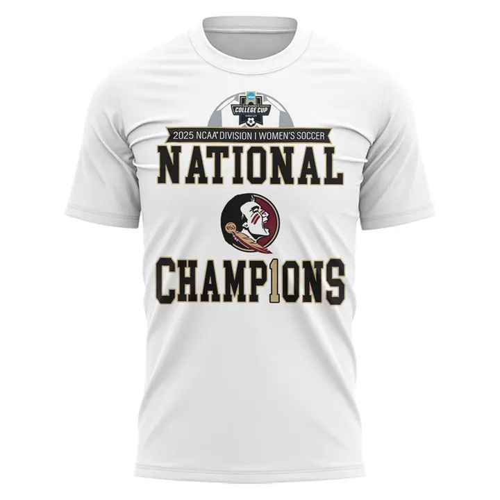 Unisex Champion White Florida State Seminoles 2025 NCAA Women's Soccer National Champions Locker Room Tee-V4(White)