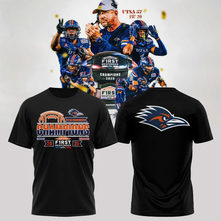 UTSA football 2025 First Responder Bowl Champs T-shirt - Black