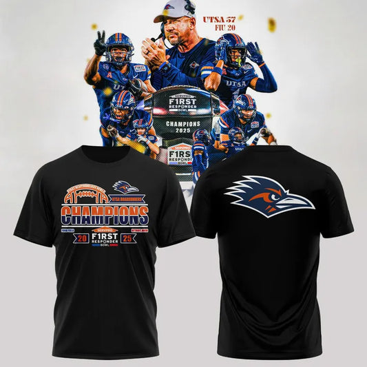 UTSA football 2025 First Responder Bowl Champs T-shirt - Black
