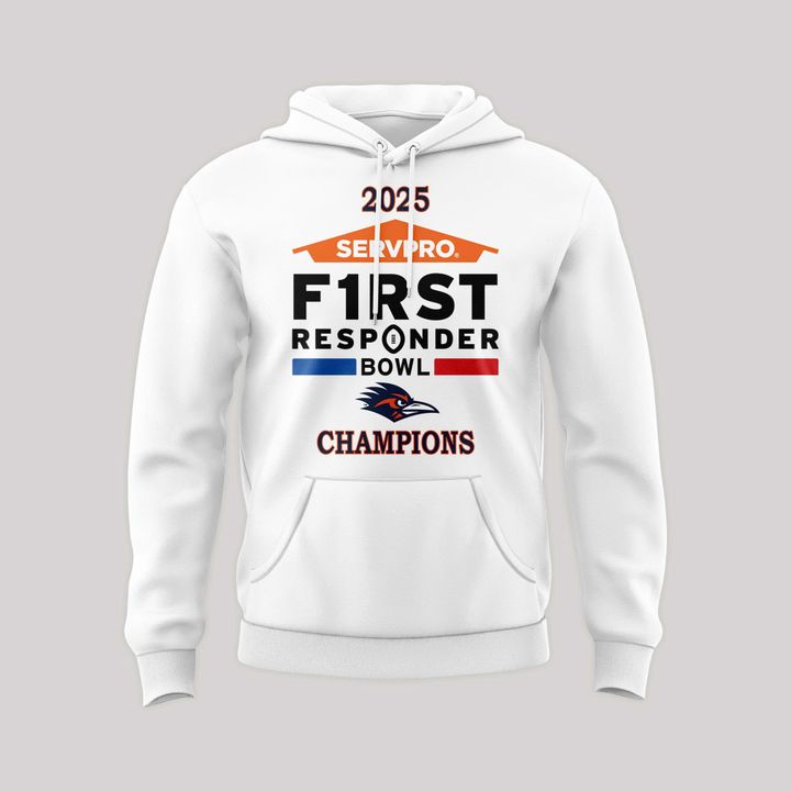 UTSA Roadrunners football 2025 First Responder Bowl Champs Hoodie - White