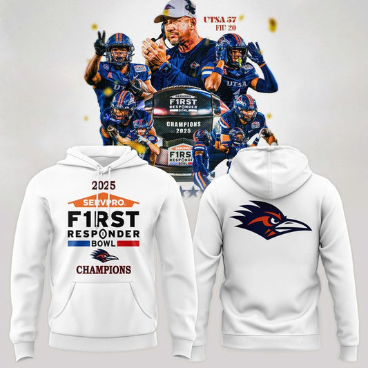UTSA Roadrunners football 2025 First Responder Bowl Champs Hoodie - White