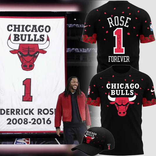 2026 Limited edition SIGNED D-Rose T-Shirt Chicago Bulls - Black