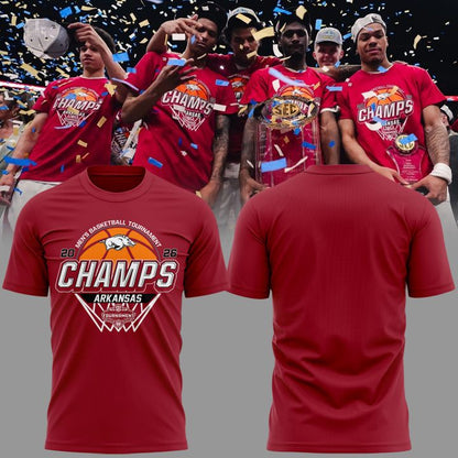 Arkansas Razorbacks Men's Basketball 2026 SEC Tournament Champions T Shirt