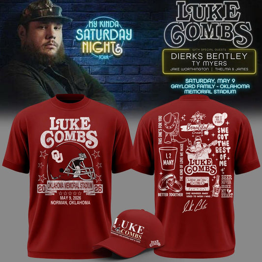 Luke Combs x Oklahoma Sooners My Kinda Saturday Night Tour 2026 Tshirt