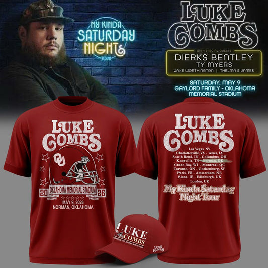 Luke Combs x Oklahoma Sooners My Kinda Saturday Night Tour 2026 Tshirt