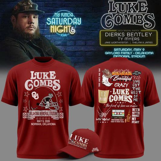 Luke Combs x Oklahoma Sooners My Kinda Saturday Night Tour 2026 Tshirt