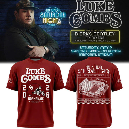 Luke Combs x Oklahoma Sooners My Kinda Saturday Night Tour 2026 Tshirt