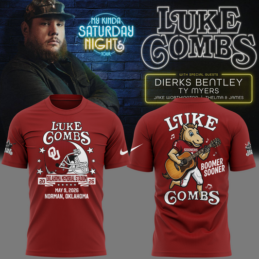 Luke Combs x Oklahoma Sooners My Kinda Saturday Night Tour 2026 Tshirt