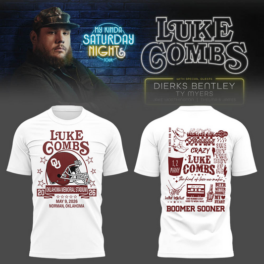 Luke Combs x Oklahoma Sooners My Kinda Saturday Night Tour 2026 Tshirt
