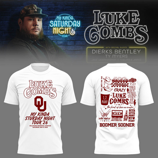 Luke Combs x Oklahoma Sooners My Kinda Saturday Night Tour 2026 Tshirt