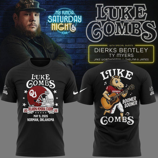 Luke Combs x Oklahoma Sooners My Kinda Saturday Night Tour 2026 Tshirt