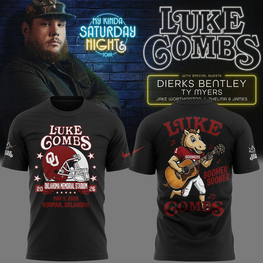 Luke Combs x Oklahoma Sooners My Kinda Saturday Night Tour 2026 Tshirt