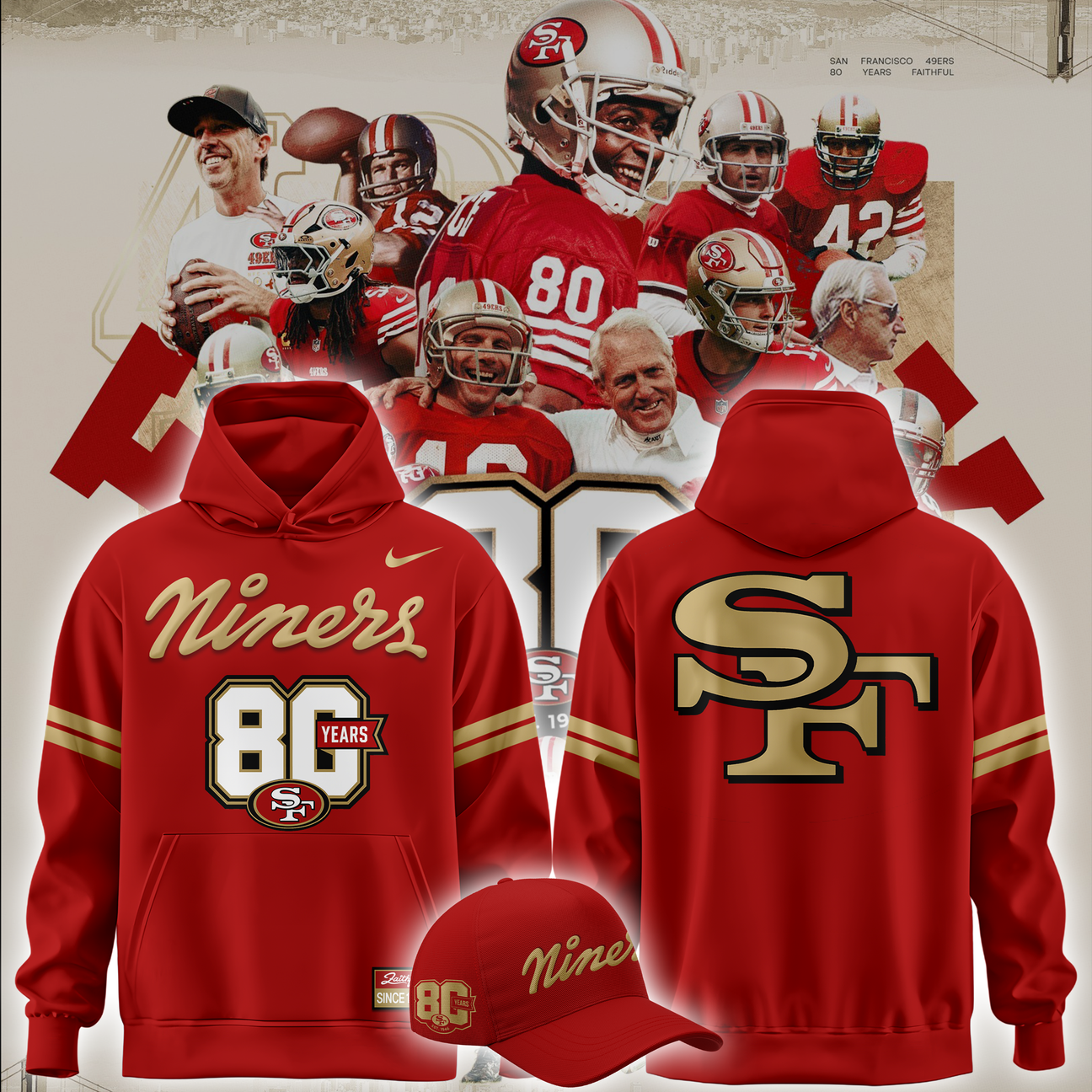 2026 Exclusive San Francisco 49ers 80th Year Anniversary Hoodie