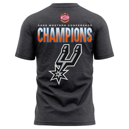 (Adult & Kids) San Antonio Spurs  Charcoal 2026 NBA Western Conference Champions Two-Sided T-Shirt