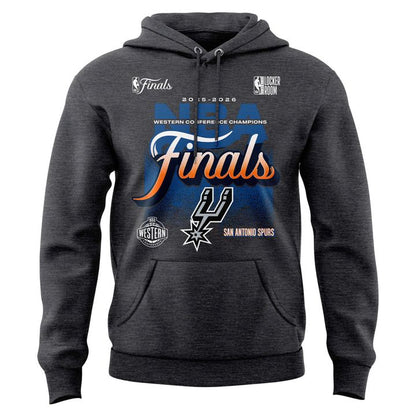 (Adult & Kids) San Antonio Spurs Charcoal 2026 NBA Western Conference Champions Two-Sided Hoodie