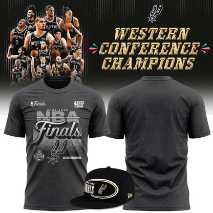 Men's San Antonio Spurs Charcoal 2026 NBA Western Conference Champions Locker Room T-Shirt