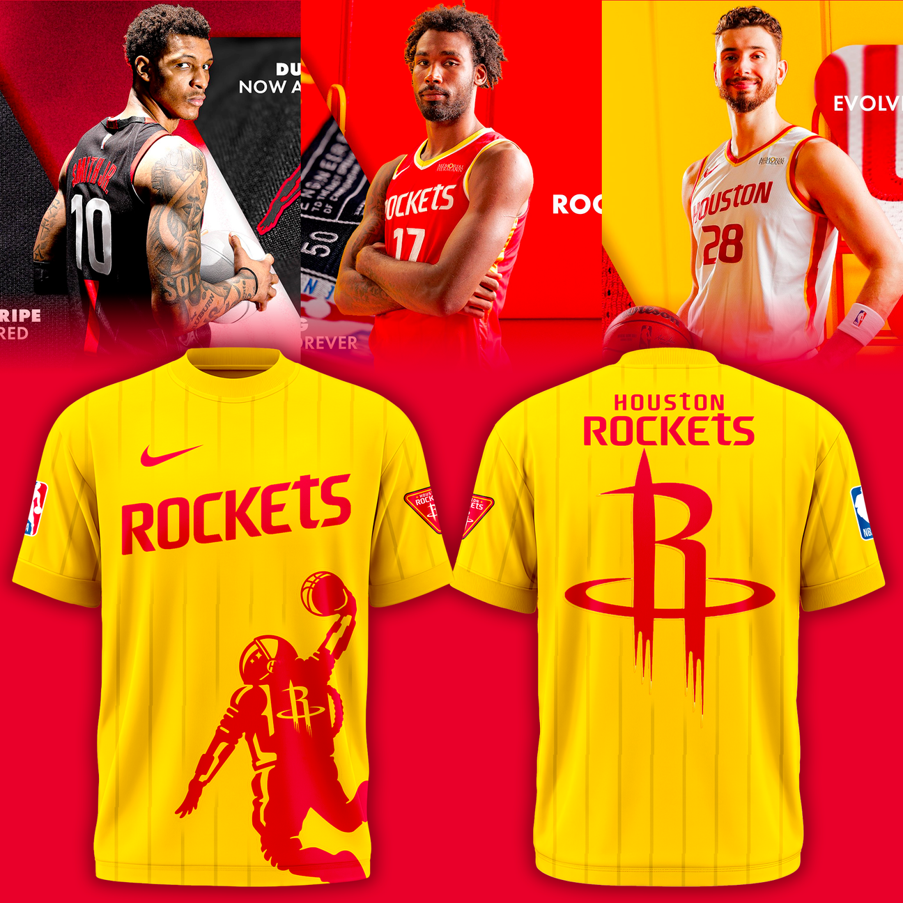 Houston Rockets 2026 New Logo T-Shirt - Yellow
