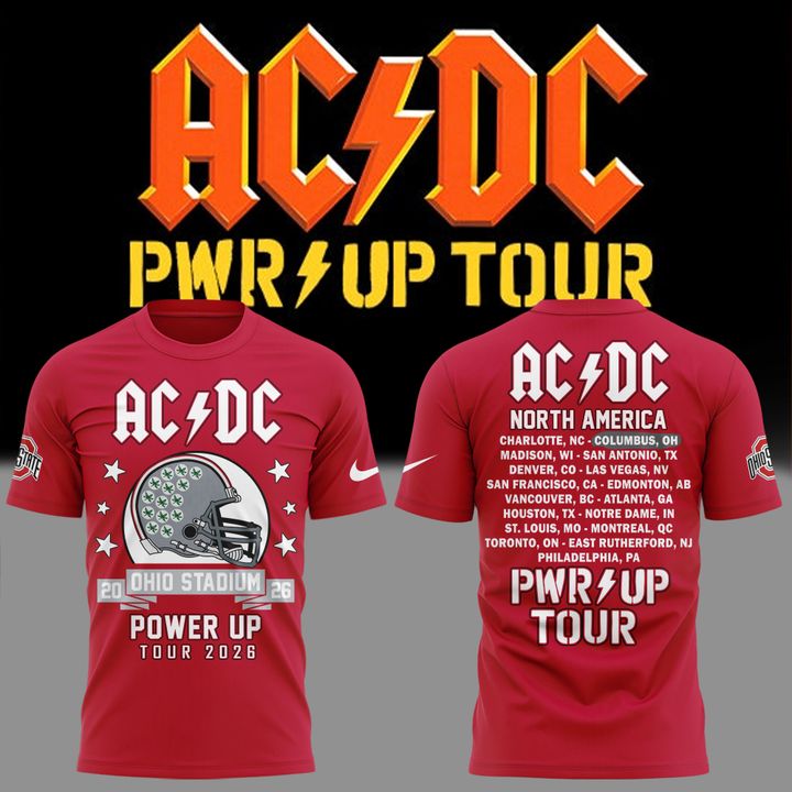 Perfect Tshirt AC/DC x Ohio State Buckeyes Football - Power Up Tour 2026 T-Shirt