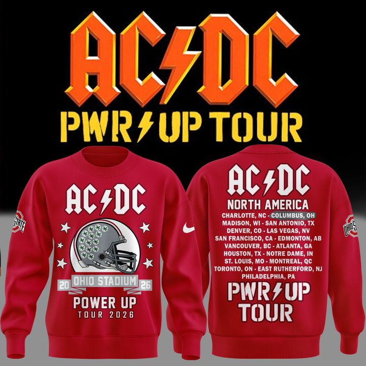 Sweatshirt AC/DC x Ohio State Buckeyes Football - Power Up Tour 2026 Sweatshirt