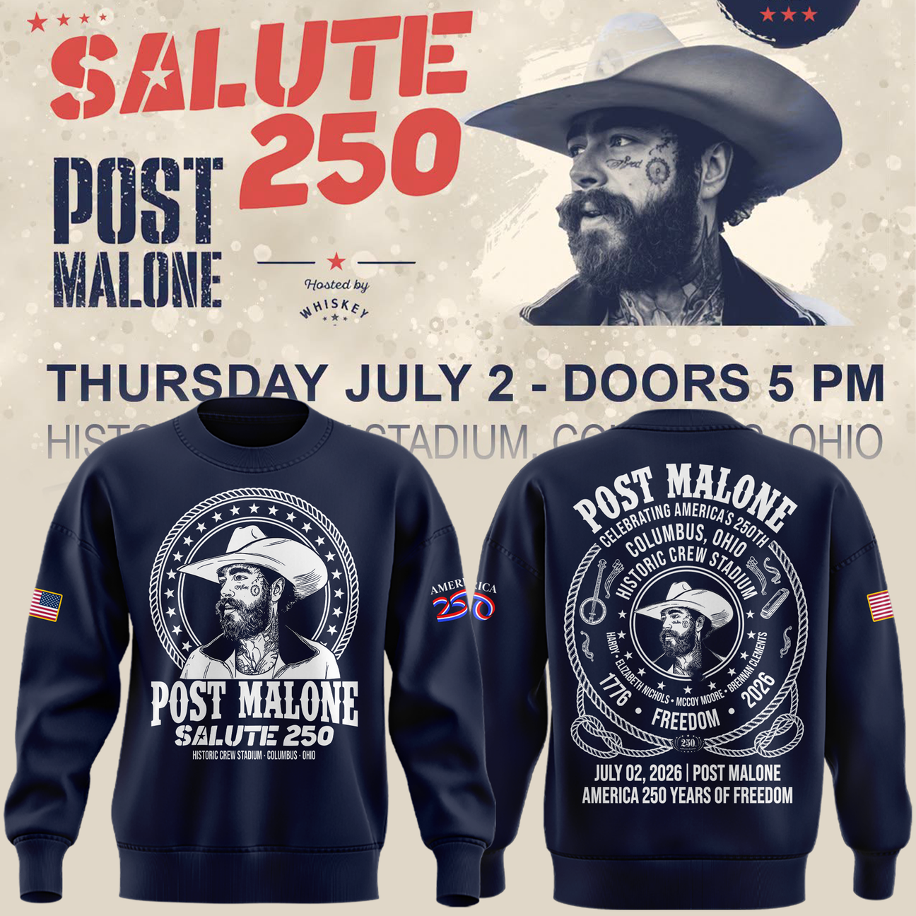 Exclusive Version 2026 Post Malone American 250th Anniversary Sweat