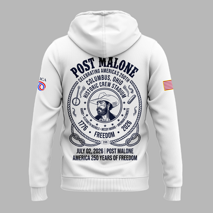 Exclusive Version 2026 Post Malone American 250th Anniversary White Hoodie