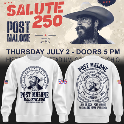 Exclusive Version 2026 Post Malone American 250th Anniversary White Sweat