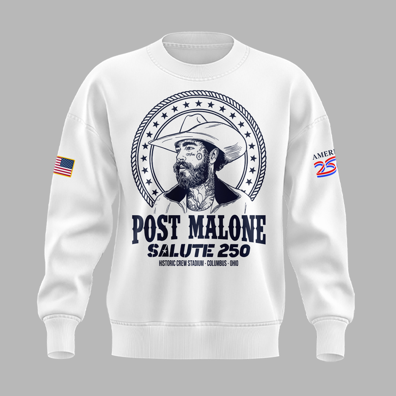 Exclusive Version 2026 Post Malone American 250th Anniversary White Sweat