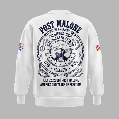 Exclusive Version 2026 Post Malone American 250th Anniversary White Sweat