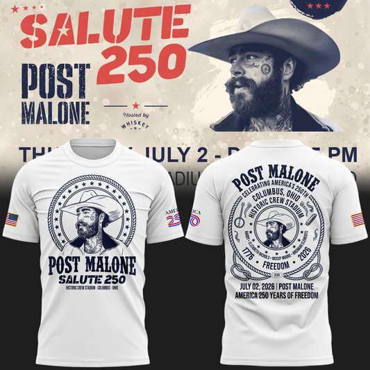 Exclusive Version 2026 Post Malone American 250th Anniversary White Tshirt