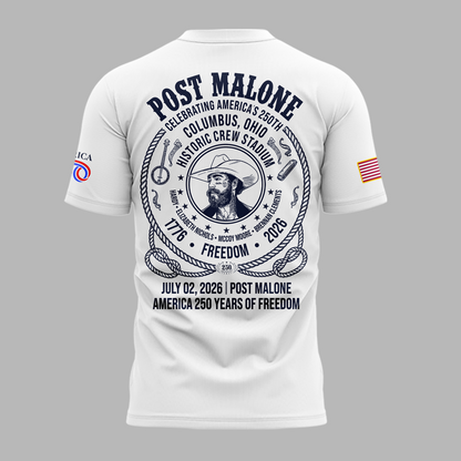 Exclusive Version 2026 Post Malone American 250th Anniversary White Tshirt