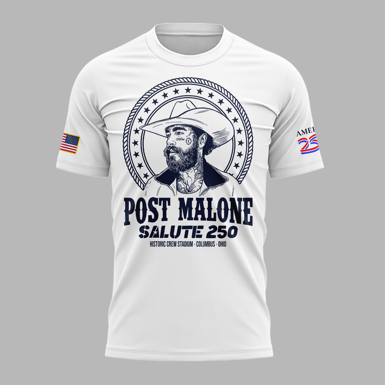 Exclusive Version 2026 Post Malone American 250th Anniversary White Tshirt