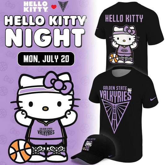 Limited edition Black T-Shirt 2026 Golden State Valkyries x Hello Kitty