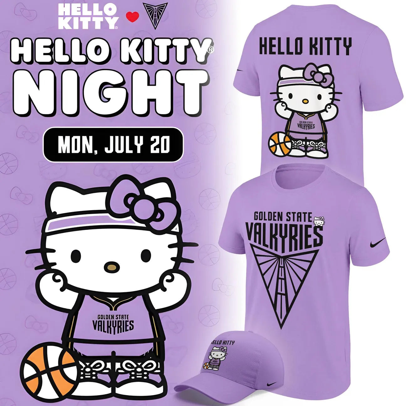 Limited edition T-Shirt 2026 Golden State Valkyries x Hello Kitty.