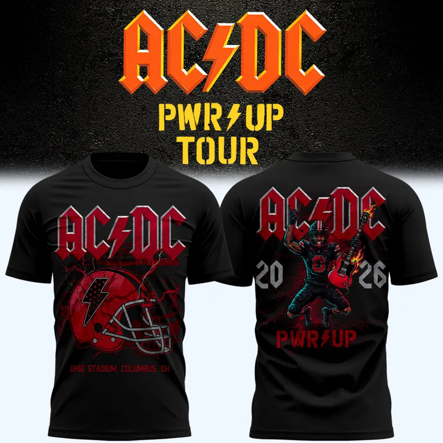 AC/DC x Ohio State Buckeyes Football - Power Up Tour 2026 Black T-Shirt