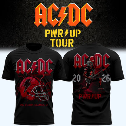 AC/DC x Ohio State Buckeyes Football - Power Up Tour 2026 Black T-Shirt