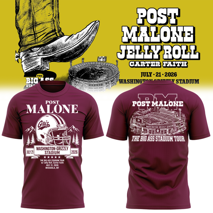 Post Malone x Montana Grizzlies 2026 Stadium Tour Limited Edition T-Shirt