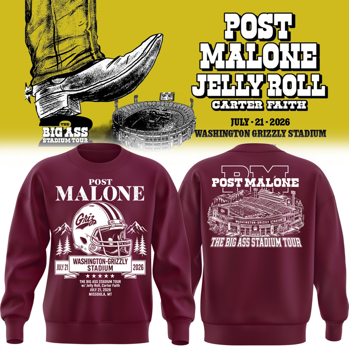 Post Malone x Montana Grizzlies 2026 Stadium Tour Limited Edition sweat