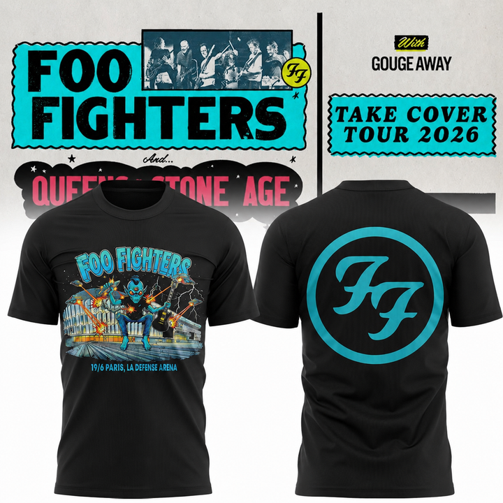 10. 17. Black Shirt Foo Fighters Take Cover Tour 2026 T-Shirt