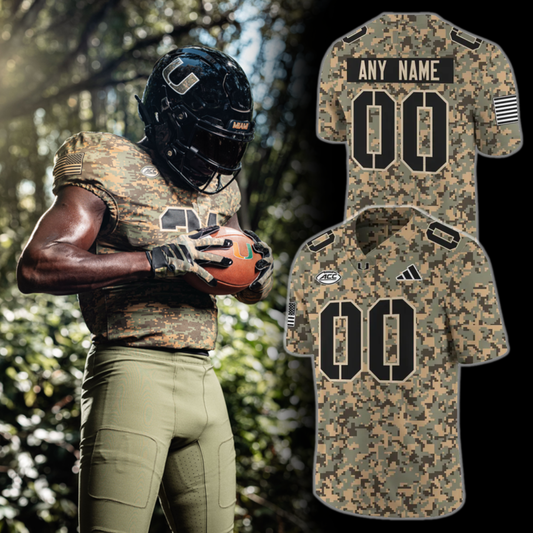 Miami Hurricanes Football Military Camo Mode Jersey 2025