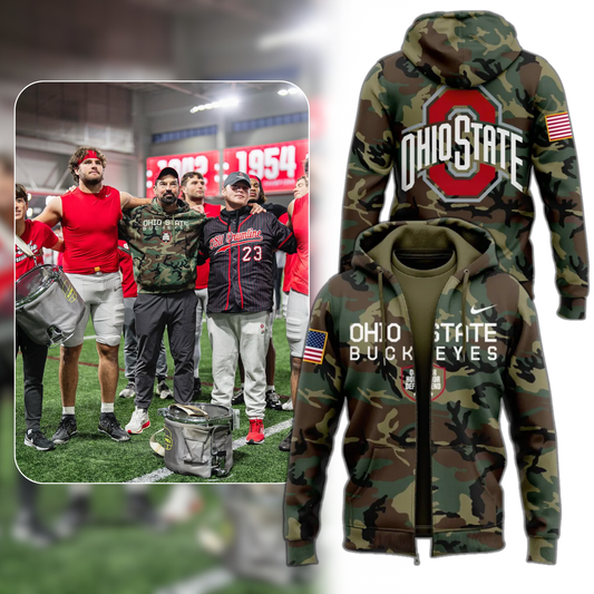 Ohio State Football Military Appreciation Camo Zip Hoodie 2025