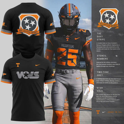 Special New Smoke Grey Tennessee Volunteers Spirit Patch Vols T-Shirt