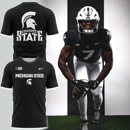 Special New Black Michigan State Spartans Wordmark Alternate Uniform Tshirt