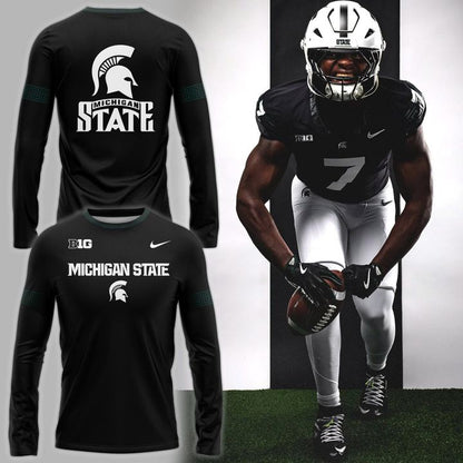 Special New Black Michigan State Spartans Wordmark Alternate Uniform Long Sleeve Shirt