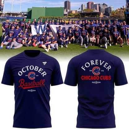 Special New 2025 October Ready Forever Chicago Cubs Navy T-Shirt