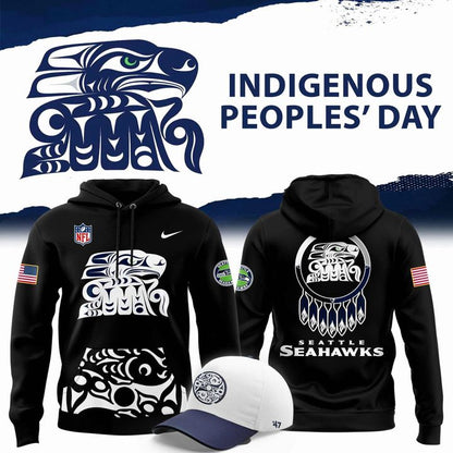Seattle Seahawks Indigenous Peoples’ Day Hoodie 2025 Black