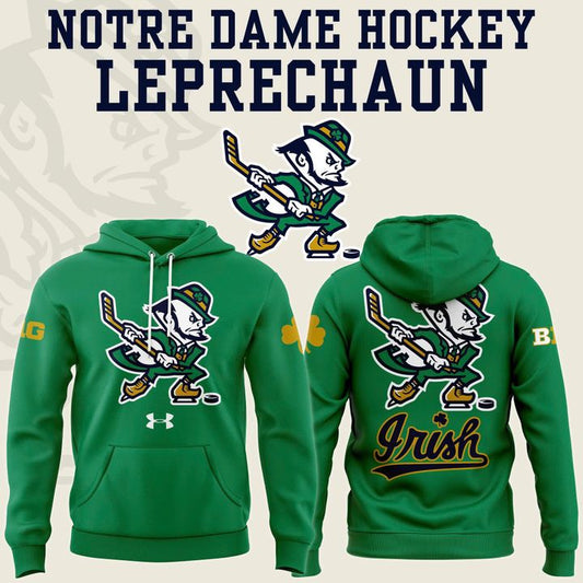 Notre Dame Fighting Irish Under Armour Hockey Leprechaun Rival Fleece Hoodie (Green)