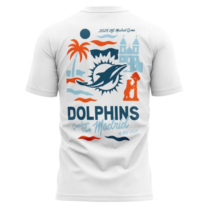 Miami Dolphins 2025 NFL Madrid game T-shirt - White