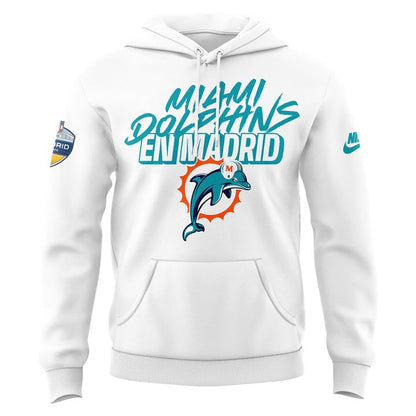 Miami Dolphins 2025 NFL Madrid game "Dolphins En Madrid" Hoodie - White