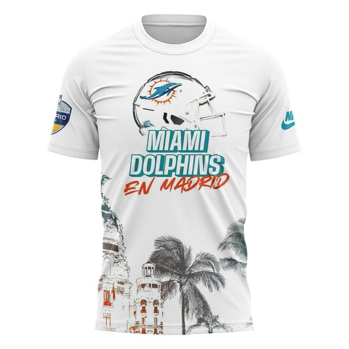 Miami Dolphins 2025 NFL Madrid game "Dolphins En Madrid" T-shirt - White