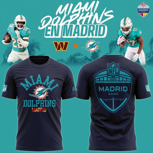 Miami Dolphins 2025 NFL Madrid game T-shirt - Navy